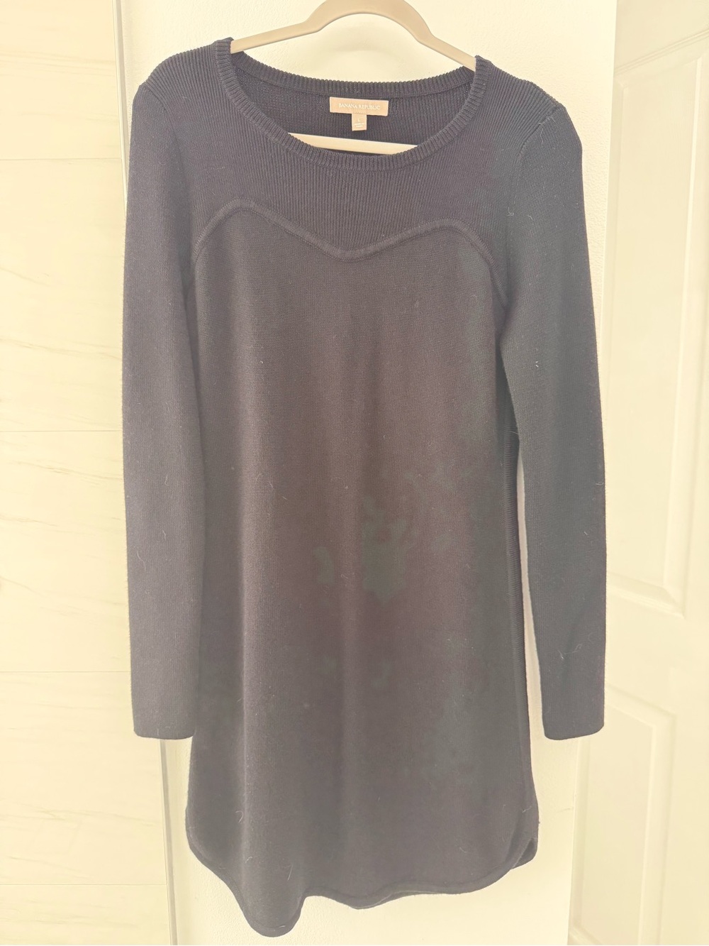 Black Wool Banana Republic Long Sleeves Dress Size Large